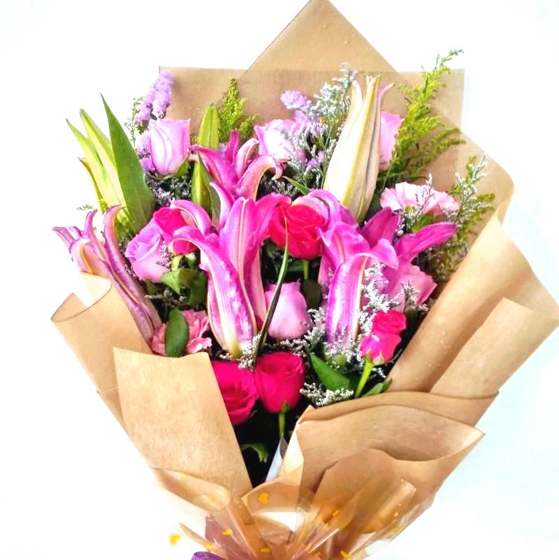 Blushing Blooms Hand Bouquet - Fruit n Floral