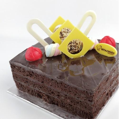 7" Square Belgium Chocolate Cake - Fruit n Floral