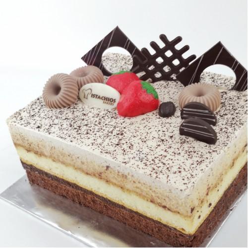 7" Square Tiramisu Cake - Fruit n Floral