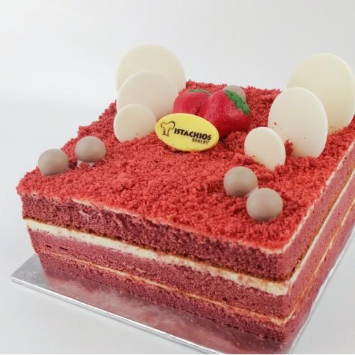 7" Square Red Velvet Cake - Fruit n Floral