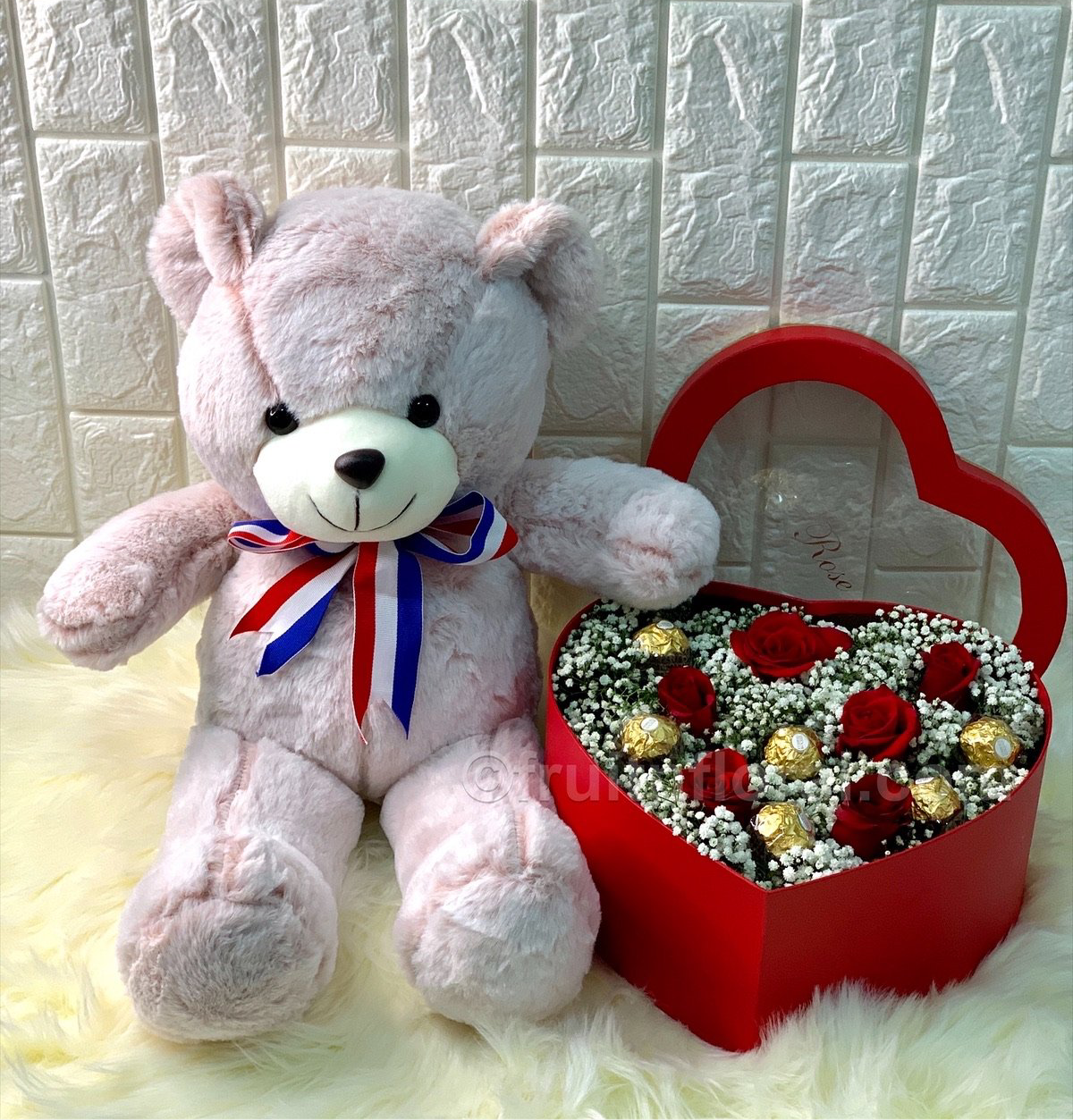 Bear, Roses and Choc - Fruit n Floral