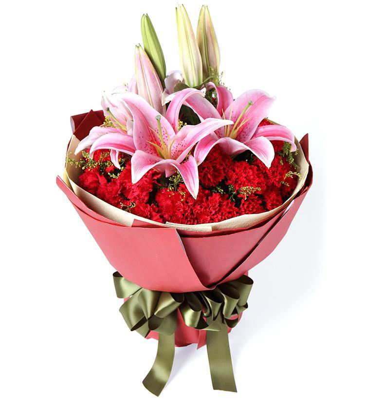Lilies and Carnations Hand Bouquet - Fruit n Floral