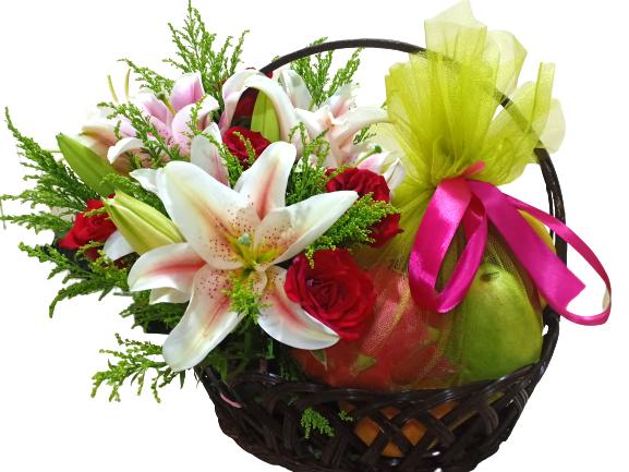 Lilies Fruit Basket - Fruit n Floral