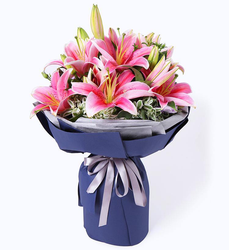 Pink Lilies Hand Bouquet - Fruit n Floral