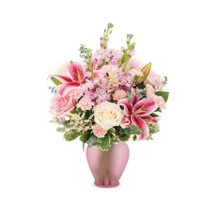 Blushing Stargazer Frosted Vase